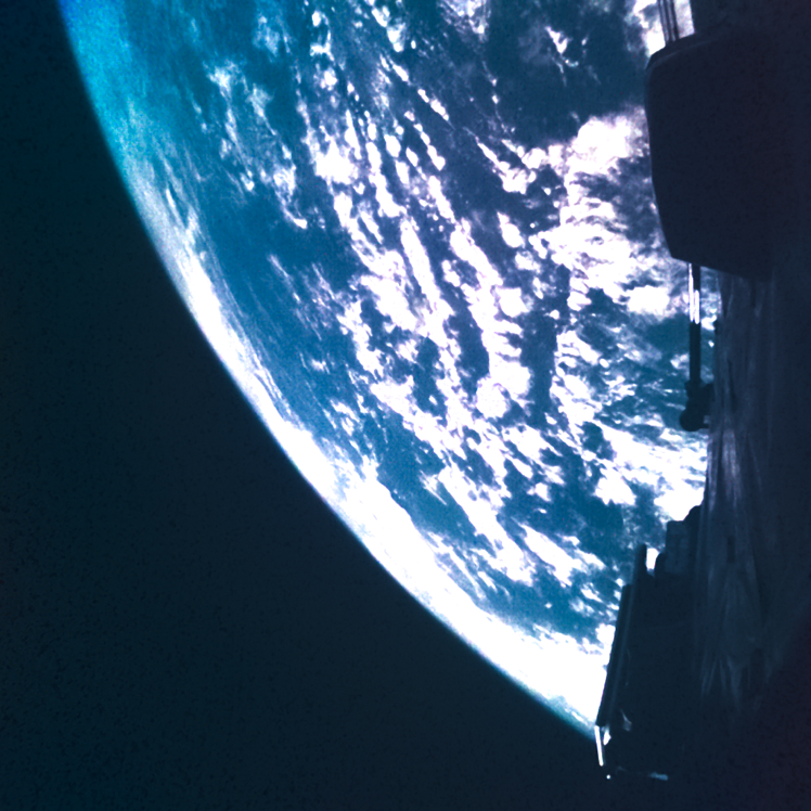 Photograph of Earth from aboard Ariane 5 rocket with JUICE mission.