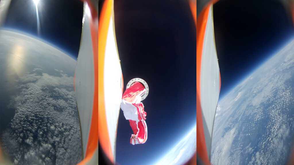 View of Earth from the Perun rocket, showcasing the planet's curvature against the backdrop of space.