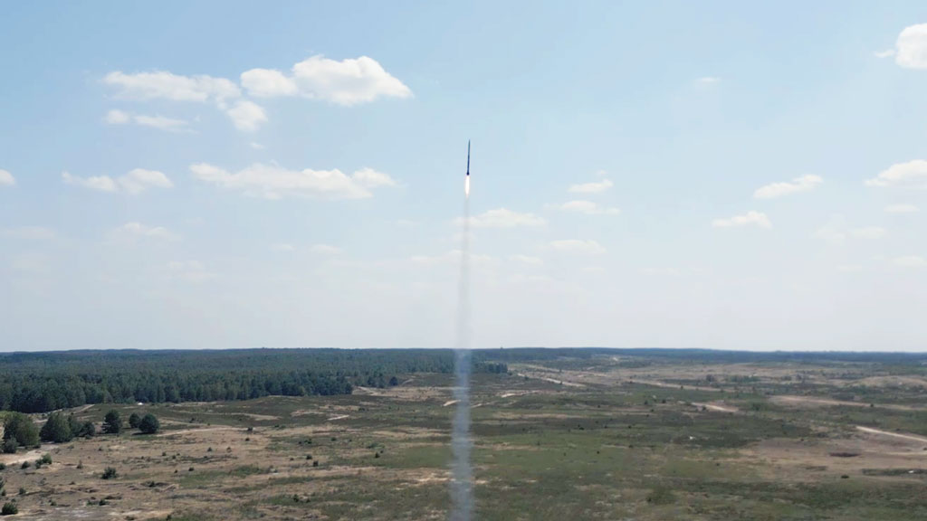 Aerial view from the VIRA supersonic rocket in flight.