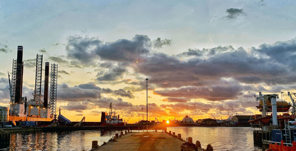 View of EuroSpaceport offshore launch facility at the port of Esbjerg, Denmark